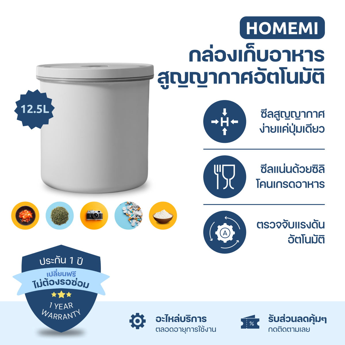 Homemi กล่องเก็บสูญญากาศอัตโนมัติ สำหรับ ถนอมอาหาร ยา อุปกรณ์อิเล็กทรอนิกส์