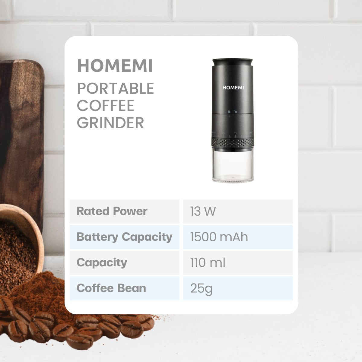 Homemi Portable Coffee Grinder เครื่องบดกาแฟแบบพกพา (HM0122)