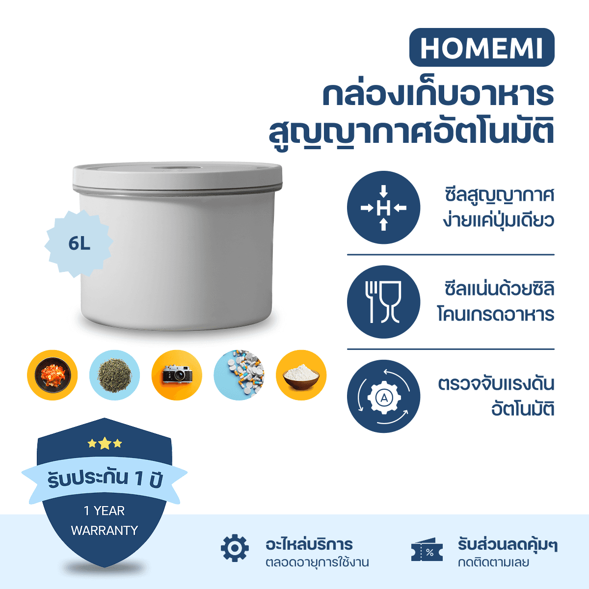 Homemi กล่องเก็บสูญญากาศอัตโนมัติ สำหรับ ถนอมอาหาร ยา อุปกรณ์อิเล็กทรอนิกส์