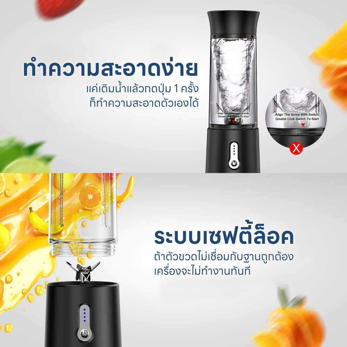 Homemi เครื่องปั่นผลไม้ไร้สาย Portable Blender กำลังมอเตอร์สูง 150 วัตต์ ปั่นน้ำแข็งได้ แบตเตอรี่ 4,000