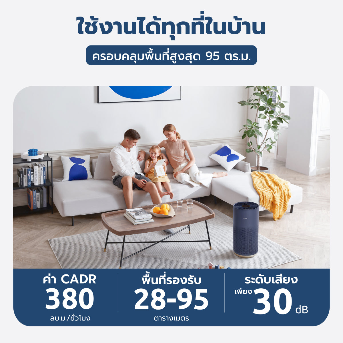 [ประกันศูนย์ไทย1ปี] Smartmi Air Purifier 2 เครื่องฟอกอากาศ รุ่น SM0007 ฆ่าเชื้อโรคด้วยยูวี เซ็นเซอร์+กรอง TVOC, PM2.5/PM