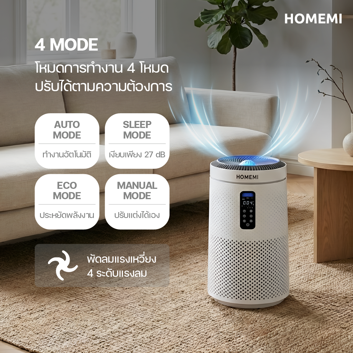 Homemi Air Purifiers เครื่องฟอกอากาศอัจฉริยะ
