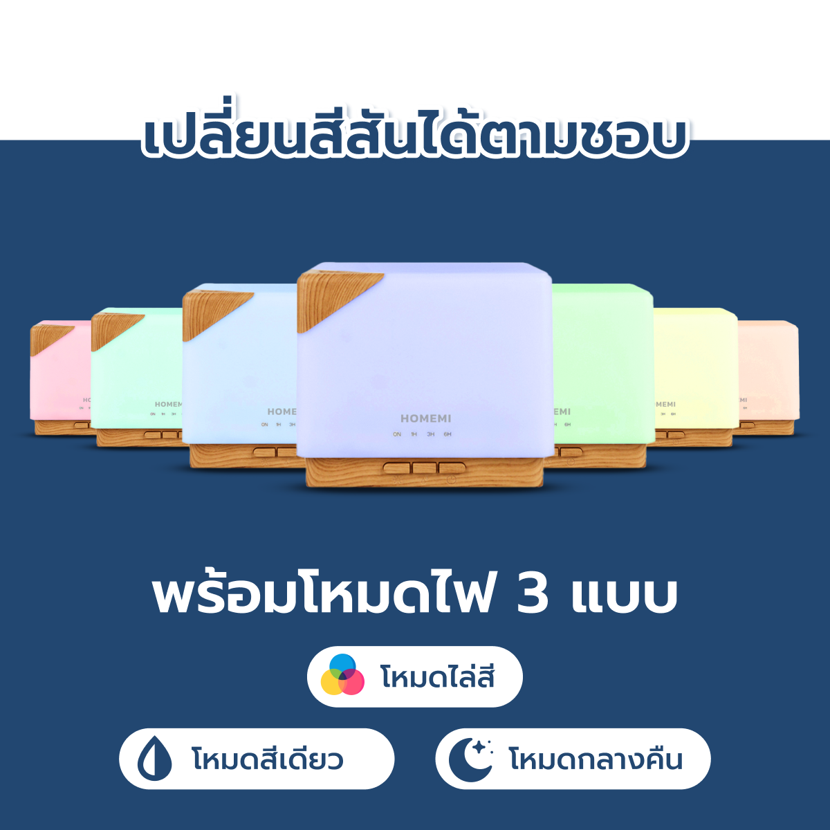 Homemi เครื่องพ่นอโรม่า Aroma Diffuser เชื่อมแอพได้ ตั้งเวลา เปลี่ยนสีไฟ ปรับระดับสเปรย์