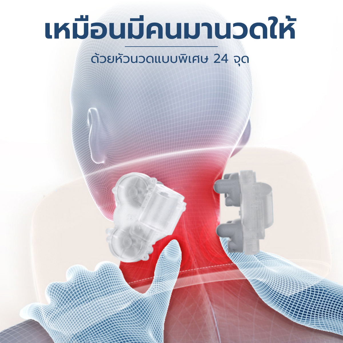 Homemi หมอนนวดคอไฟฟ้า Neck Massager นวดประคบร้อน คอ บ่า ไหล่ รุ่น HM0038-P-GR