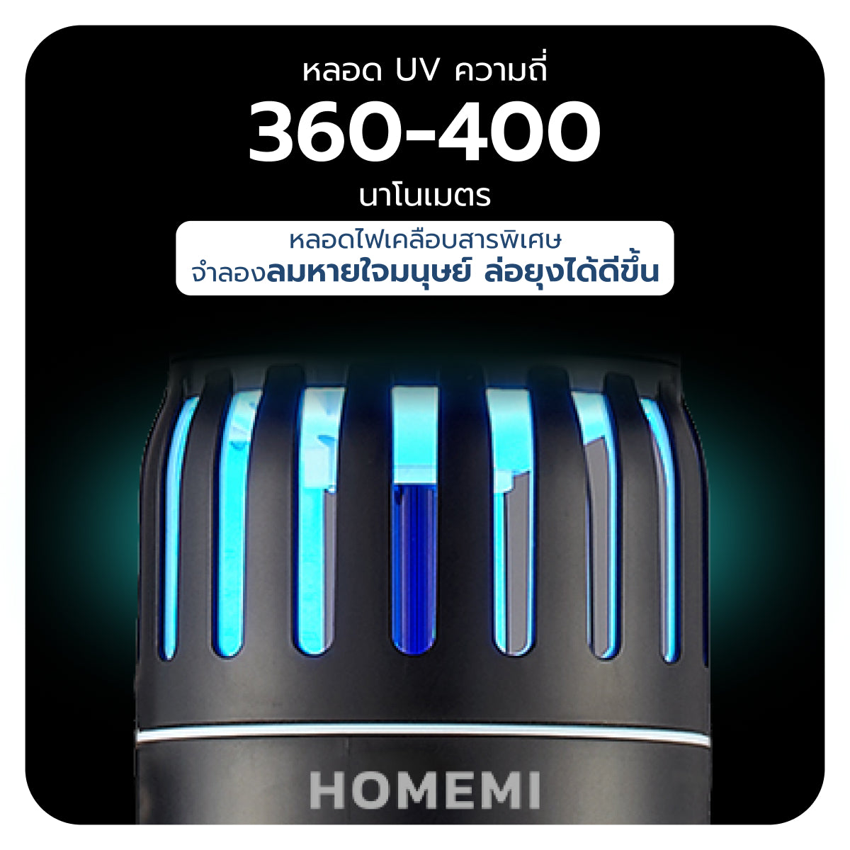 Homemi เครื่องดักยุงและแมลงกลางแจ้งและในบ้าน รุ่น HM0008-P-BL คลอบคลุมพื้นที่ 300 ตร.ม. จำลองการหายใจมนุษย์ด้วยคาร์บอน