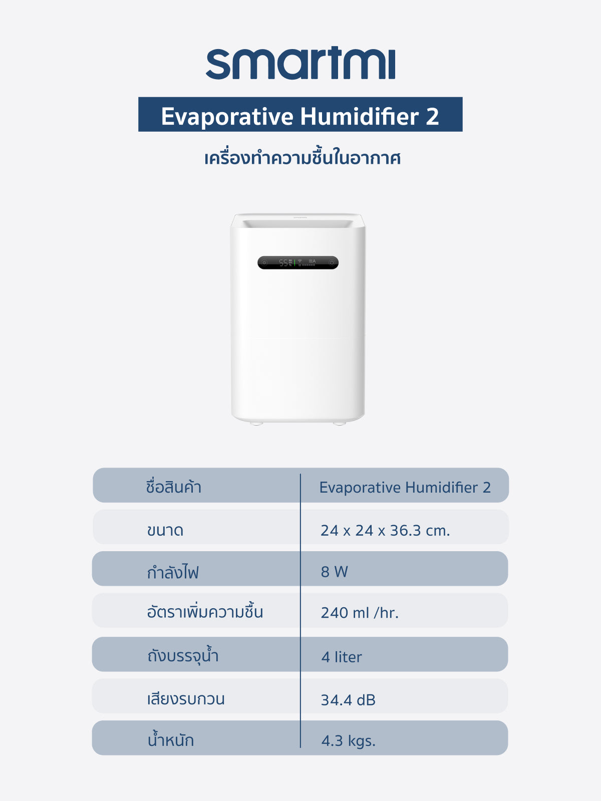 [ประกันศูนย์ไทย1ปี] Smartmi Evaporative Humidifier 2 เครื่องเพิ่มความชื้นในอากาศ รุ่น SM0003 ช่วยเพิ่มความชุ่มชื้นให้ผิว