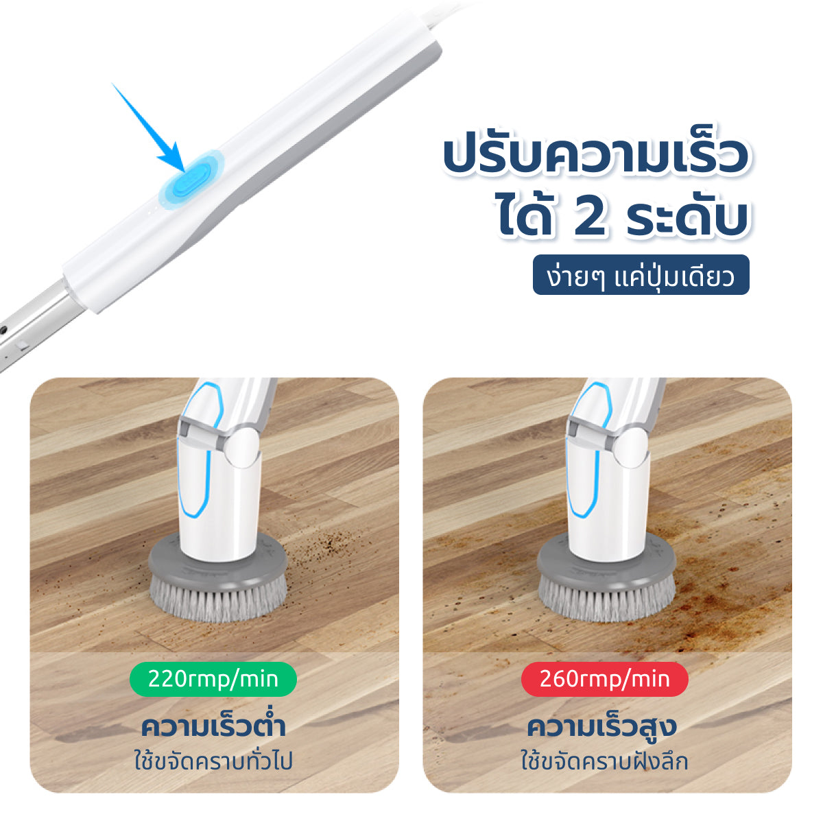 Homemi แปรงทำความสะอาดไฟฟ้า มอเตอร์ 74W แถมหัวเปลี่ยน 4 แบบ (ขัดห้องน้ำ ขัดพื้น)