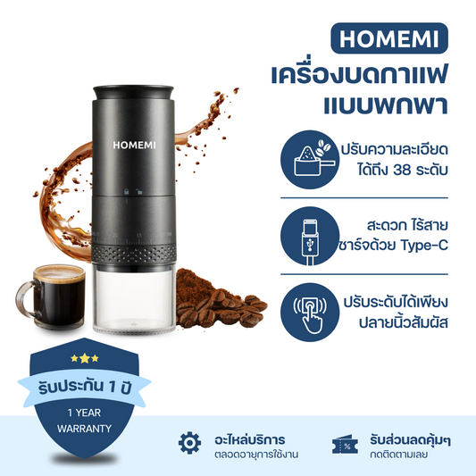 Homemi Portable Coffee Grinder เครื่องบดกาแฟแบบพกพา (HM0122)