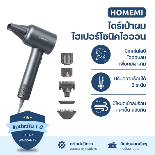 Homemi Hypersonic Ion  Hair Dryer ไดร์เป่าผมไอออนไฮเปอร์โซนิค (HM0050)