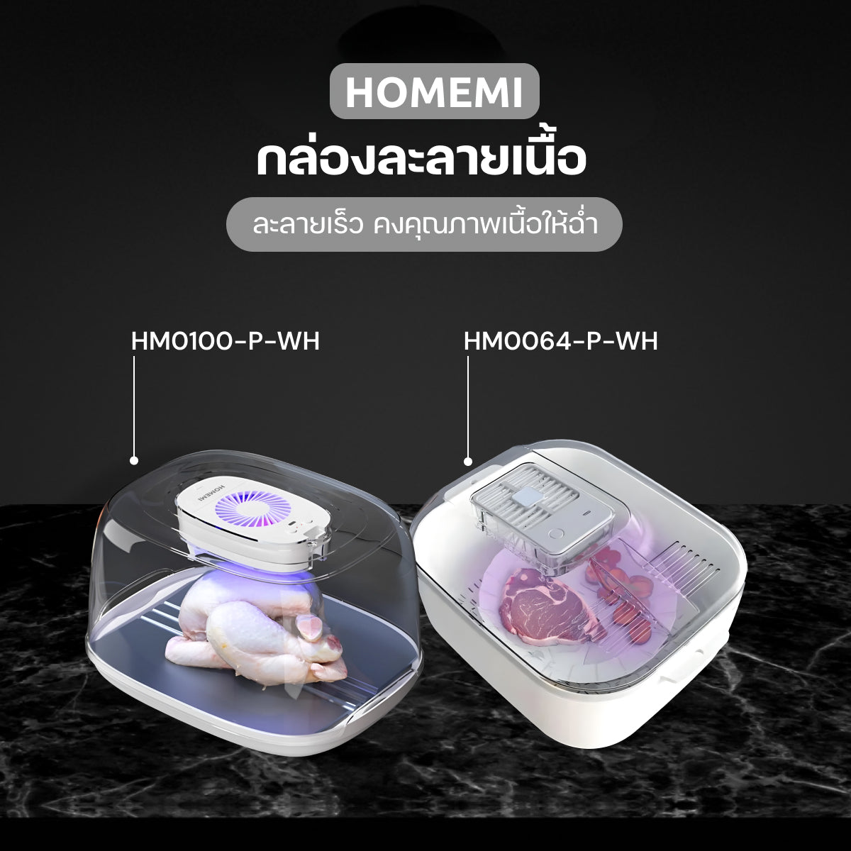 Homemi กล่องละลายเนื้อ Meat Thawing Box ละลายเนื้อไว เนื้อชุ่มฉ่ำขึ้น