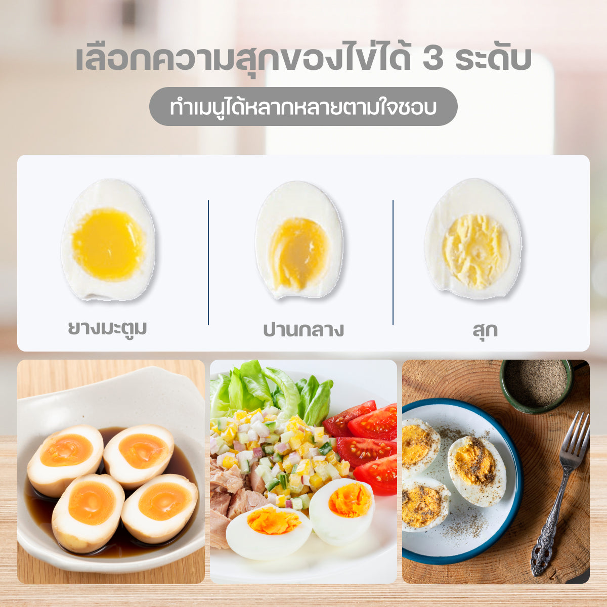 Homemi เครื่องต้มไข่ Electric Egg Cooker เลือกระดับความสุกของไข่ได้