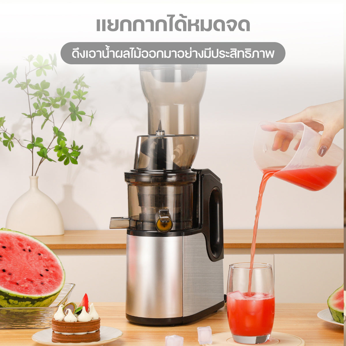 Homemi Slow Juicer เครื่องสกัดน้ำผลไม้แยกกาก การทำน้ำผลไม้สดเพื่อสุขภาพ (HM0111)