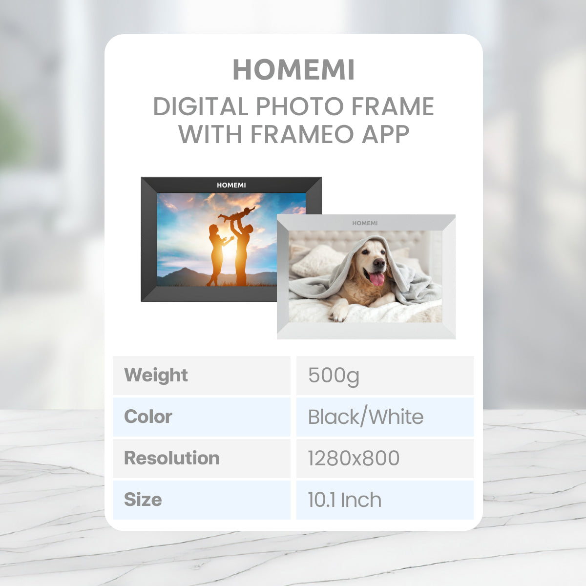 Homemi 10.1-Inch Digital Photo Frame with Frameo App กรอบรูปดิจิตอลขนาด 10.1 นิ้ว เชื่อมต่อแอพ Frameo ได้