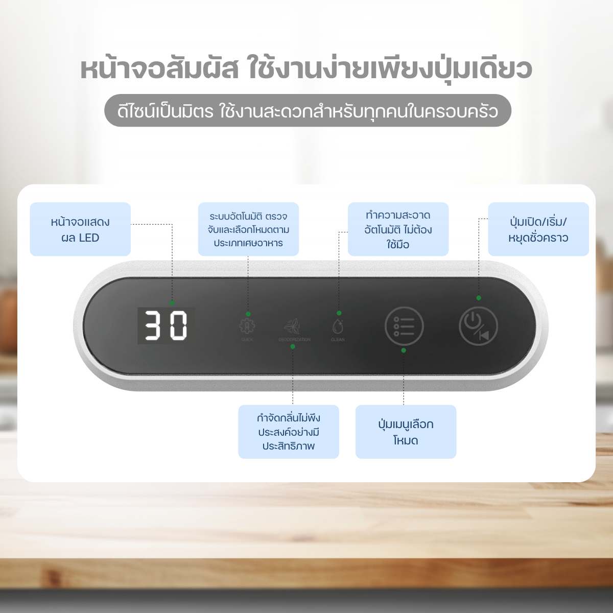 Homemi เครื่องย่อยเศษอาหารอัตโนมัติ Food Waste Composter เครื่องกำจัดเศษอาหารความจุ 3 ลิตร